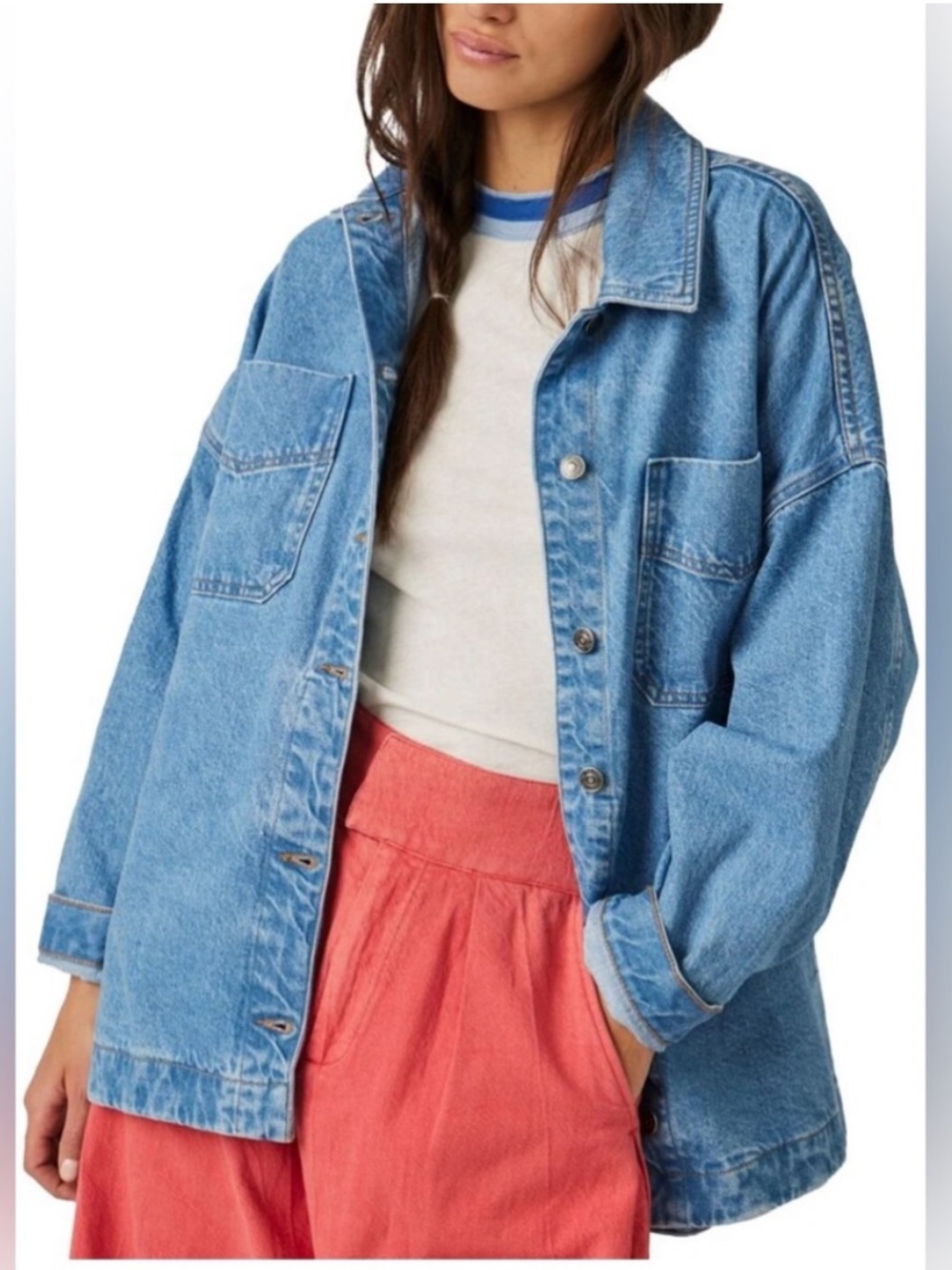 We the Free Madison City Denim Jacket at Free People in blue medium wash Large